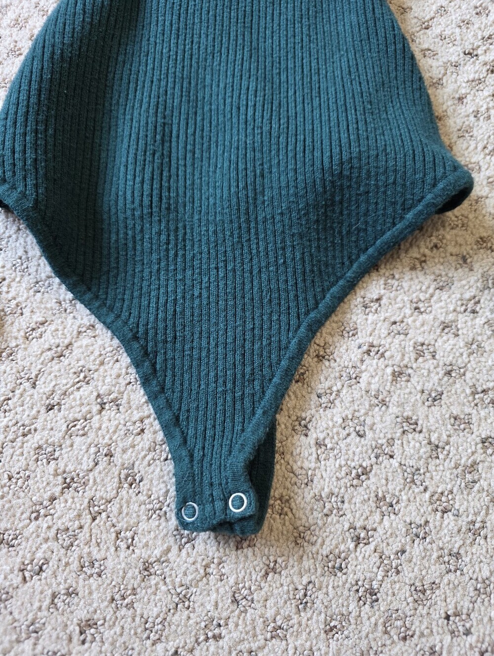 Abercrombie & Fitch Dark Teal Ribbed Sweetheart Neckline Sweater Thong Bodysuit - Picture 4 of 8